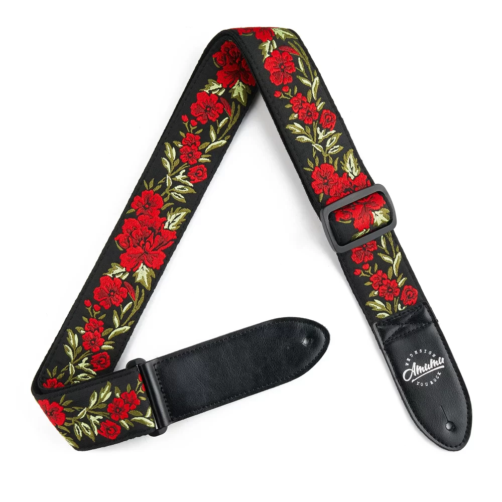 AMUMU GUITAR STRAP (FLOWER PRINT RED)